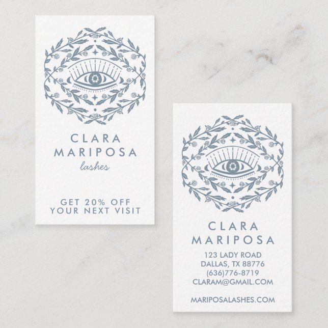 Tarjeta De Descuentos Rosa ocular místico vina belleza boho ilustrado (Anverso / Reverso)