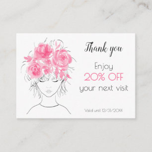 Tarjeta De Descuentos Rosas de acuarela rosa chica suave floral