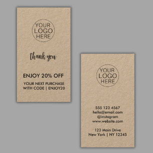 Tarjeta De Descuentos Rustic Kraft Business Gracias