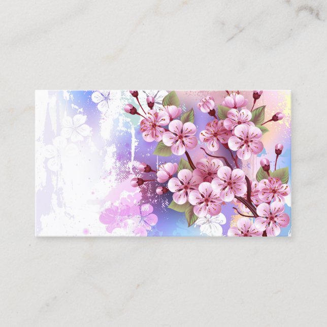 Tarjeta De Descuentos Sakura rosa sobre fondo de pintura (Anverso)