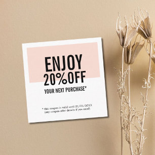 Tarjeta De Descuentos Salón de belleza blanco pastel moderno y audaz
