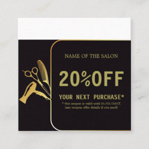 Tarjeta De Descuentos Salón de belleza dorado y negro