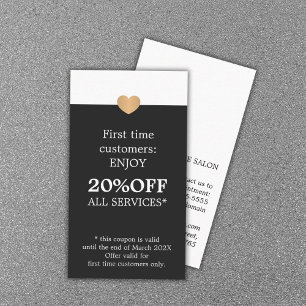 Tarjeta De Descuentos Salón de Belleza Elegante Moderno Primera Vez