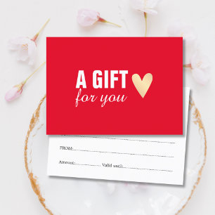 Tarjeta De Descuentos Salón de Belleza Elegante Red Faux Gold Heart