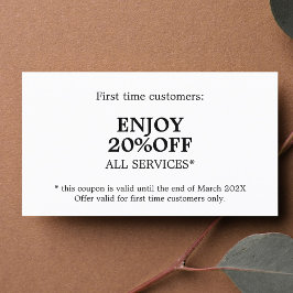 Tarjeta De Descuentos Salón de Belleza Minimalista Elegante