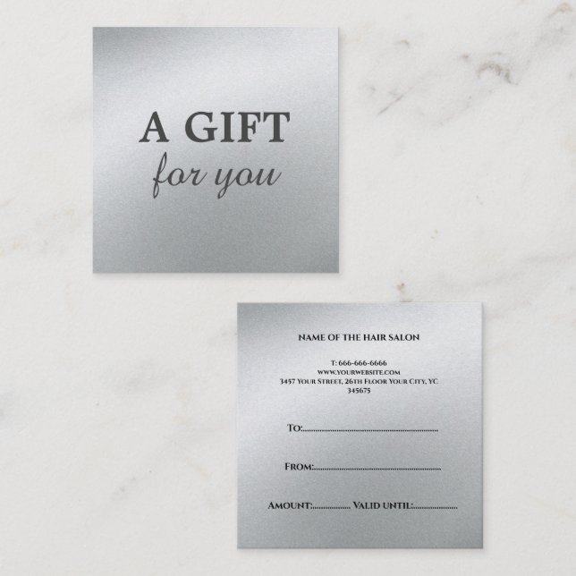 Tarjeta De Descuentos Salón de belleza plateado del glamur (Anverso / Reverso)