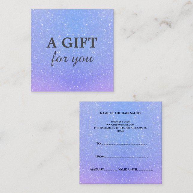 Tarjeta De Descuentos Salón de belleza purpurina Ombre (Anverso / Reverso)
