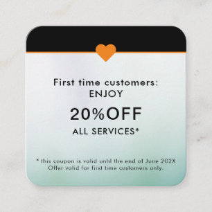 Tarjeta De Descuentos Salón de Belleza Simple Elegante Primera Vez