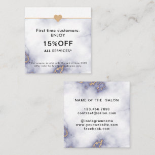 Tarjeta De Descuentos Salón de Belleza Simple Elegante Primera Vez