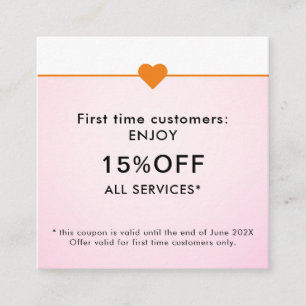 Tarjeta De Descuentos Salón de Belleza Simple Elegante Primera Vez