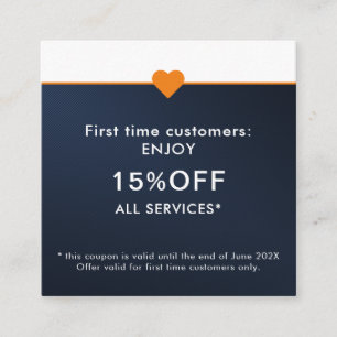 Tarjeta De Descuentos Salón de Belleza Simple Elegante Primera Vez