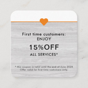 Tarjeta De Descuentos Salón de Belleza Simple Elegante Primera Vez