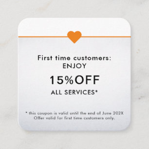 Tarjeta De Descuentos Salón de Belleza Simple Elegante Primera Vez