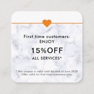 Tarjeta De Descuentos Salón de Belleza Simple Elegante Primera Vez