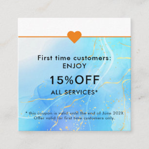 Tarjeta De Descuentos Salón de Belleza Simple Elegante Primera Vez