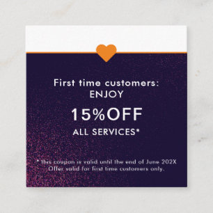 Tarjeta De Descuentos Salón de Belleza Simple Elegante Primera Vez