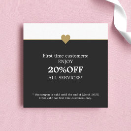 Tarjeta De Descuentos Salón de belleza simple y elegante por primera vez