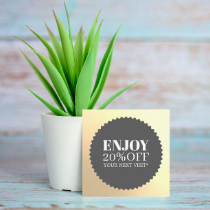 Tarjeta De Descuentos Salón De Gris Mínimo Elegante Faux Gold