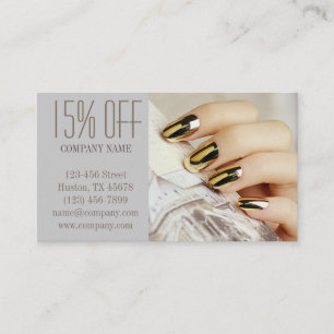 Tarjeta De Descuentos salón de uñas moderno y elegante de manicura