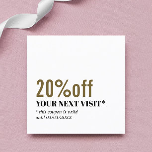 Tarjeta De Descuentos Salón Dorado Blanco Minimalista y Audaz