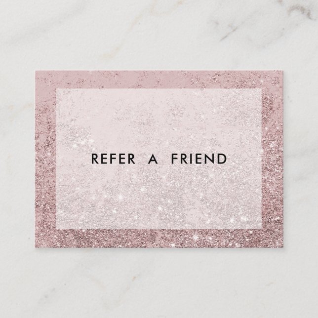 Tarjeta De Descuentos Salón Purpurina Rosegold moderno (Anverso)