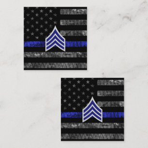 Tarjeta De Descuentos Sargento Stripes Bandera de la Línea Azul delgada