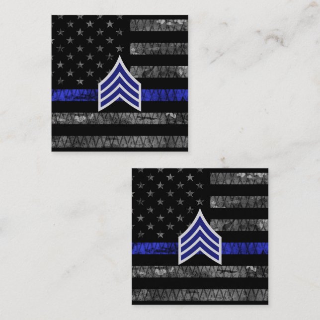 Tarjeta De Descuentos Sargento Stripes Bandera de la Línea Azul delgada (Anverso / Reverso)