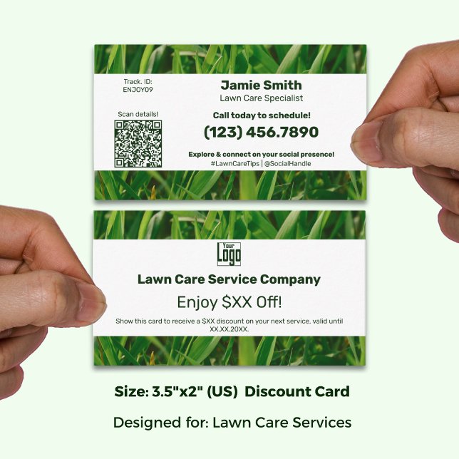 Tarjeta De Descuentos Servicio de cuidado de césped - Construir lealtad  (Lawn Care Service - Build Brand Loyalty - Discount Card; Size: 3.5 x 2 Inch (US))