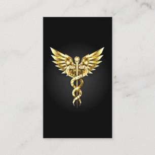 Tarjeta De Descuentos Símbolo de caduceo poligonal dorado
