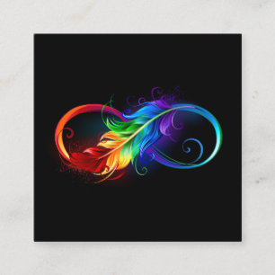Tarjeta De Descuentos Símbolo infinito con pluma arco iris