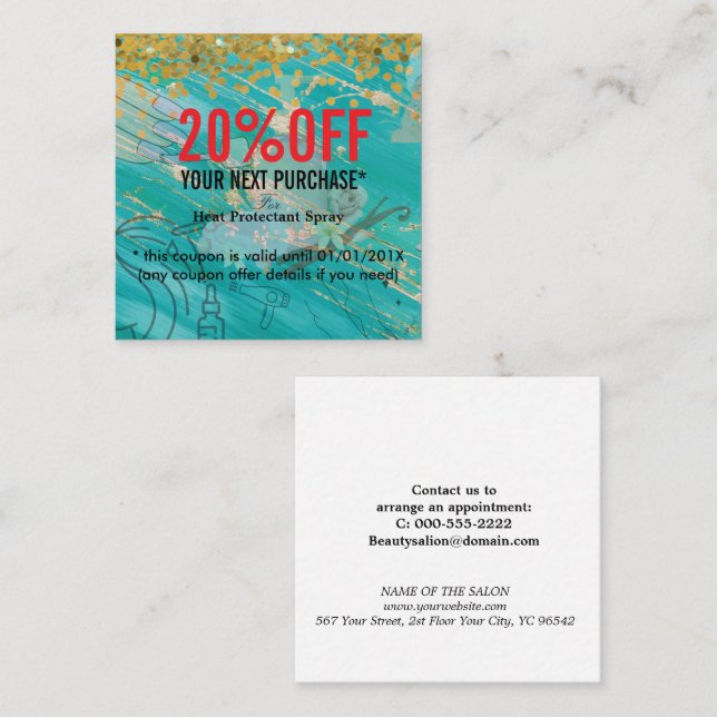 Tarjeta De Descuentos Simple Elegant Beauty Salon (Anverso / Reverso)