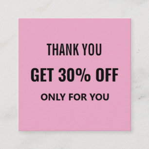 Tarjeta De Descuentos Simple Minimalista moderno de moda negro y rosa