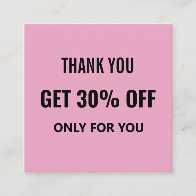 Tarjeta De Descuentos Simple Minimalista moderno de moda negro y rosa (Anverso)