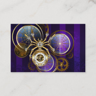 Tarjeta De Descuentos Spider Steampunk sobre fondo morado