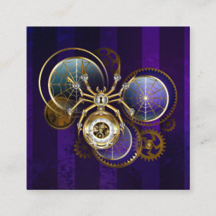 Tarjeta De Descuentos Spider Steampunk sobre fondo morado