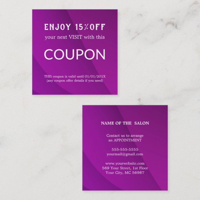 Tarjeta De Descuentos Suministros de salón de Purpurina plateado de lujo (Anverso / Reverso)