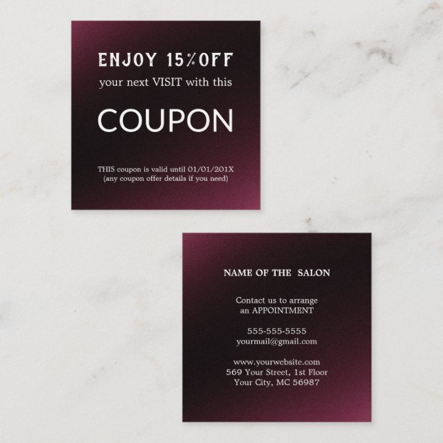 Tarjeta De Descuentos Suministros de salón de Purpurina plateado de lujo (Anverso / Reverso)