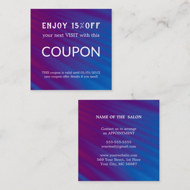 Tarjeta De Descuentos Suministros de salón de Purpurina plateado de lujo (Anverso / Reverso)