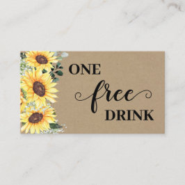Tarjeta De Descuentos Sunflowers Greenery Free Drink Wedding Ticket Card