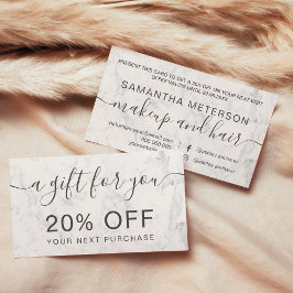 Tarjeta De Descuentos Tipografía profesional moderna de mármol blanco