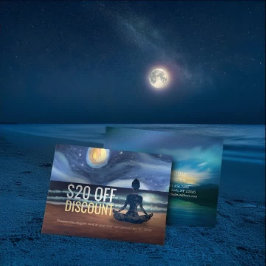 Tarjeta De Descuentos Tranquila playa de Sky Ocean con meditación de yog