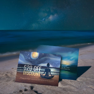 Tarjeta De Descuentos Tranquila playa de Sky Ocean con meditación de yog