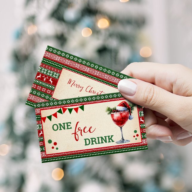 Tarjeta De Descuentos Ugly Sweater Christmas Free Drink Party Ticket (Subido por el creador)