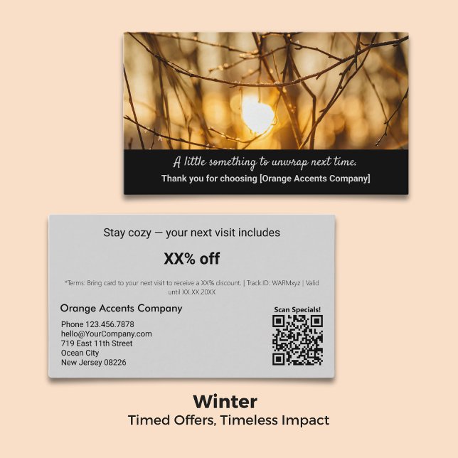 Tarjeta De Descuentos Un poco para desenvolver la próxima vez - Invierno (A Little Something to Unwrap Next Time - Winter Discount Card)