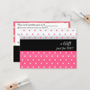Tarjeta De Descuentos Vale blanco, negro y rosado del diseño