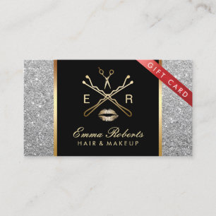 Tarjeta De Descuentos Vale de plata moderno del maquillaje del pelo del