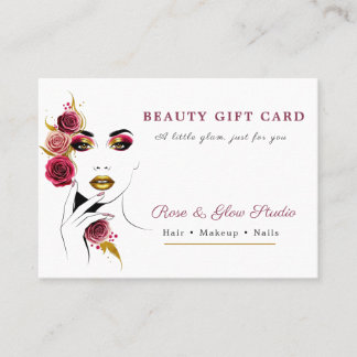 Tarjeta De Descuentos Vale de regalo de estudio de belleza de rosa blanc