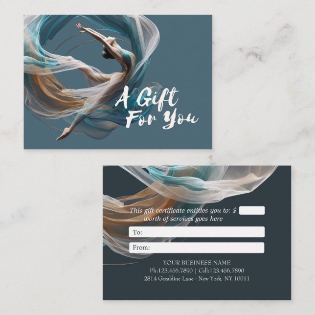 Tarjeta De Descuentos Vuelo aéreo Aire Yoga Instructor Pilates Fitness (Anverso / Reverso)