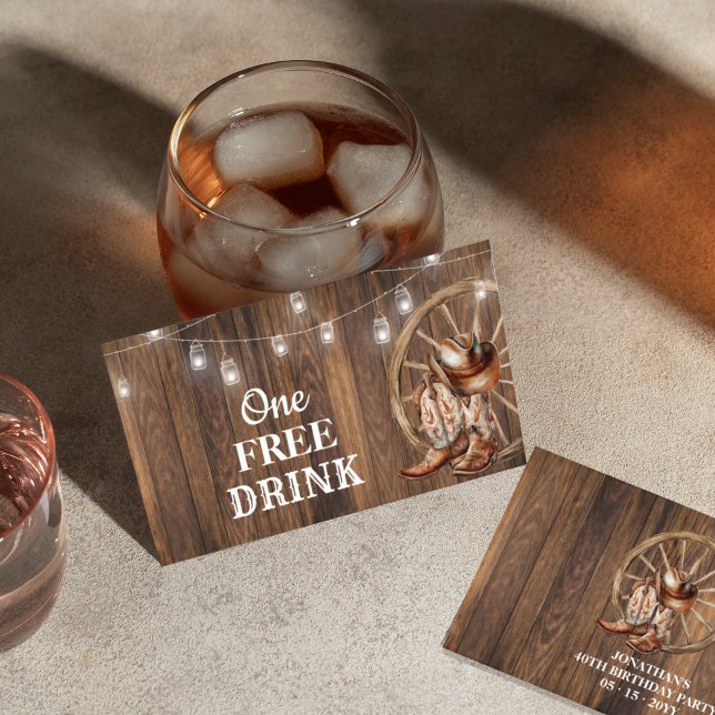 Tarjeta De Descuentos Western Free Drink Birthday Party Card Ticket (Subido por el creador)