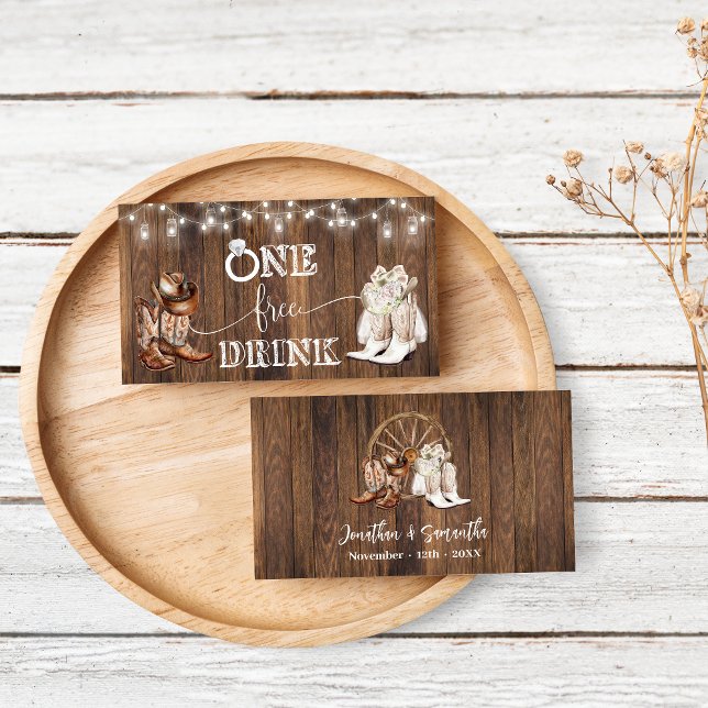 Tarjeta De Descuentos Western Free Drink Wedding Reception Card Ticket (Subido por el creador)